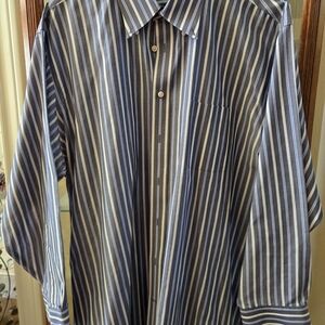 Stafford Men's Vertical Stripe Dress Shirt - Blue & Gray